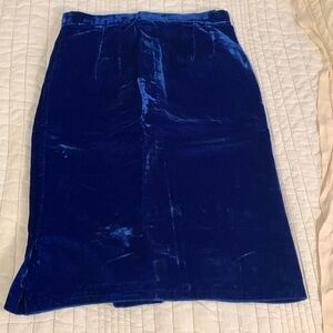 Vintage Blue Velvet Pencil Skirt
